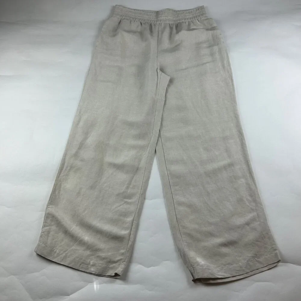 H&M Light Tan Linen Blend Wide Leg Lounge Pant M